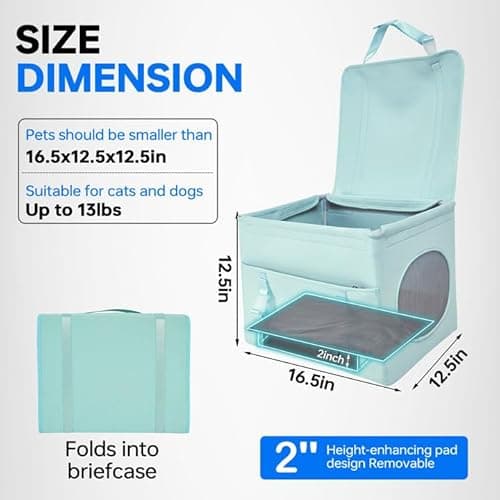 Dog Booster Car Seat with Washable Removable Cover for Small Dogs up to 13 lbs,Fits Car Truck SUV,(Green). - Thumbnail 6