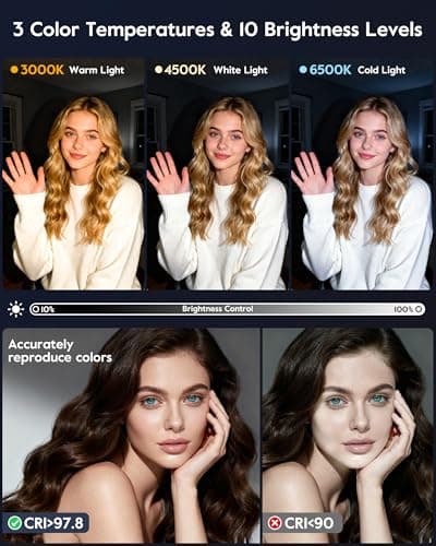 2 Packs Desk Ring Light with Stand for Conference, Adjustable Desktop Light with Phone Holder for Video Calls, Zoom Lighting for Computer/Laptop, Video Light for Recording, Podcast,Photography - Thumbnail 2