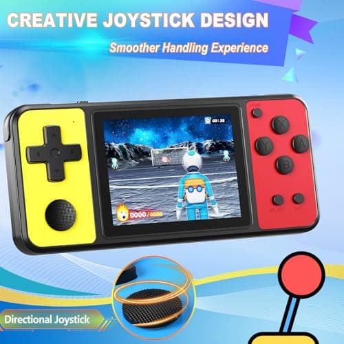 KAVOYI 32 Bit Handheld Games for Kids Built-in 139 Retro Video Games,3.0" IPS Screen Rechargeable Portable Arcade Gaming Player,Electronic Travel Toys for Boys Girls Birthday Yellow-Red - Thumbnail 4
