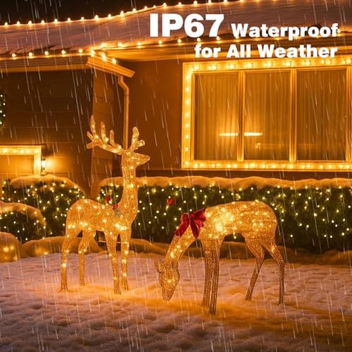 Domolli Christmas Lights 400 LED 131 FT, IP67 Waterproof Christmastree Lights with 8 Modes, Remote Control 3 Timers & Memory Function Xmas Decorations for House and Holiday (Warm White) - Thumbnail 6