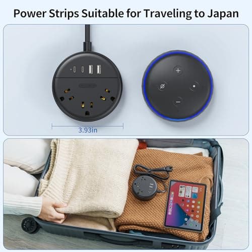 2 Prong Power Strip with 10ft Extension Cord, NTONPOWER 1875W/15A, 180° Rotating Plug, 2 Prong to 3 Prong Outlet Adapter, Wall Mountable, 3 AC Outlets & 2 USB A & 2 USB C, Ideal for Older House Office - Thumbnail 6