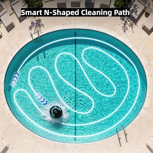 Curalk Robotic Vacuum Cleaner for Inground Pools,Cordless Robotic Pool Cleaner,Dual Motors, Battery Alert,Auto-Parking, Pool Skimmer Robot,Lightweight,Dual Suction Ports,140" Tracing Rope - Thumbnail 5