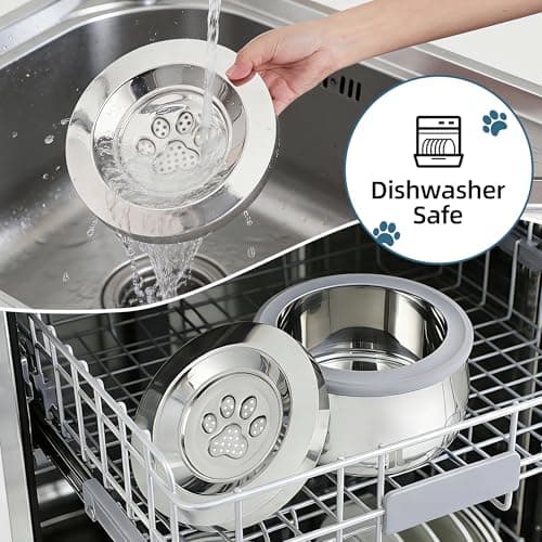 3L/0.8 Gallon No Spill Water Bowl for Dogs, Double-Wall Stainless Steel Slow Water Dog Bowls, Splash-Proof Vacuum Float, Dishwasher Safe for Large Medium Dogs (3L/101 floz) - Thumbnail 6