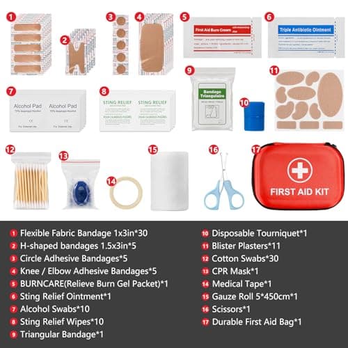 Mini First Aid Kit, 115 Piece Hard-Shell Portable EVA Emergency Medical Kit, Suitable for Home, Travel, Outdoor, Camping, Office, Car, Hiking, and School - Thumbnail 4