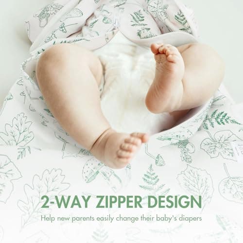 ANYEDDE 2-Pack Newborn Swaddle Sleep Bag - Baby Swaddle 0-3 Months, Arms Up Swaddles with Cuff Removable Design, Green Leaves, 100% Cotton Newborn - Thumbnail 5