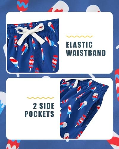 westwolf Boy's Swim Trunks Size 8 9 Funny Swim Shorts for Boy American Flag Bathing Suits with Inner Pockets 4 of July Quick Dry Boys Beach Board Shorts Size 8 9 Boys Swimsuits - Thumbnail 5