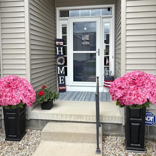 BSMYBO 6PCS Artificial Geraniums Outdoor Flowers, Faux Pink Geraniums Artificial Flowers Plants Outdoor UV Resistant Plants, Realistic Silk Flowers for Cemetery, Front Porch Decor, Table Centerpiece - Thumbnail 6