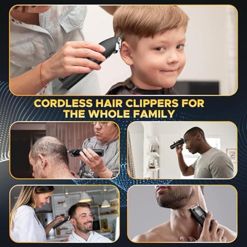 Cordless Hair Clippers for Men Beard Trimmers Kit with LED Display Rechargeable Haircut Grooming Shaver Gift for Men Women Barber Kids (Black) - Thumbnail 2