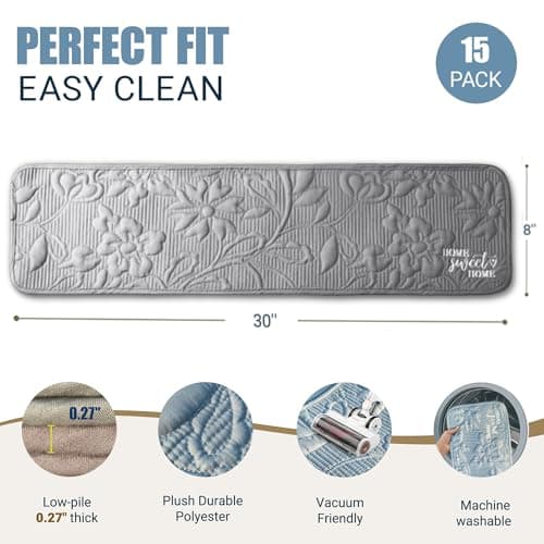 Non Slip Stair Treads for Wooden Steps 8x30 – Thick Cushioned Carpet Stair Mats with Silicone Grip Backing, Quiet & Comfortable Stair Pads for Dogs, Kids & Elderly (Gray, 15 Pack) - Thumbnail 6
