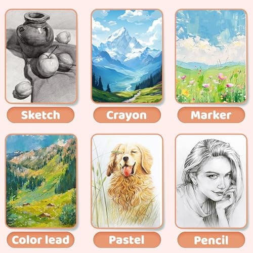FLYING EAGLE Sketch Book for Kids 8"X 8" Small Hardcover Sketchbook for Drawing 120GSM Thick Paper, Square Art Drawing Paper 120 Pages Sketch Pad for Girls Teens,Gift Boxed, Orange - Thumbnail 6