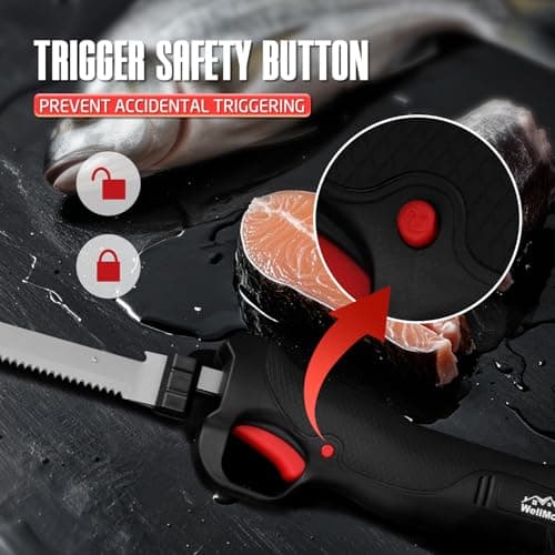 WellMall Fillet Knife - Electric Fillet Knife for Fish, Cordless Electric Knifes with Safe Lock, Non-Slip Grip Handle with 7"+9" blade - Thumbnail 3