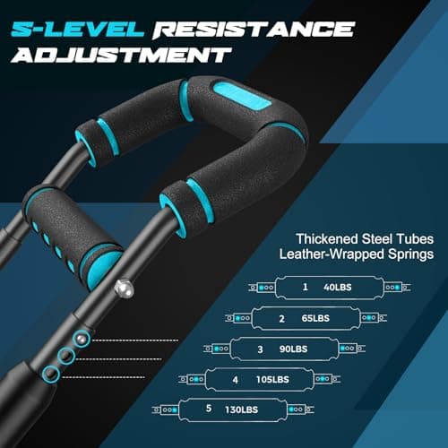 Vanlgs Twister Arm Trainer for Men, Chest Workout Equipment 5-Level Adjustable (40-130lb) with Ergonomic 27° Targets Biceps/Clip/Thigh, Portable Exerciser for Home Gym Travel Fitness, Blue - Thumbnail 3