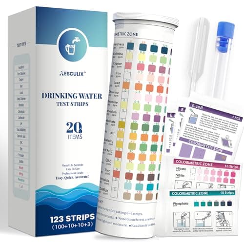 20 in 1 Water Tester for Drinking Water, Well Water Testing Kit, Suitable for Household Tap Water, Natural Water Quality Testing, Can Detect Water Hardness, Chlorine, Lead, Ph, Etc. (123 Test Strips) - Image 1