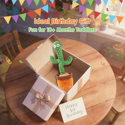 LLUKEME Talking Cactus Toy for Babies 6+ Months & Toddlers - Dancing Singing Repeating Cactus Toy with 10 Songs & Lights, Interactive Plush Gift for Kids Age 1 2 3 4 5 6, Easter Gifts for Kids - Thumbnail 4