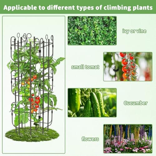 Garden Trellis for Climbing Plants, Outdoor Rustproof Heavy Duty Plant Climber Support for Flowers, Vine, Cucumbers, Expandable Height & Width, No Dig Decorative Garden Fence Panels - Thumbnail 5
