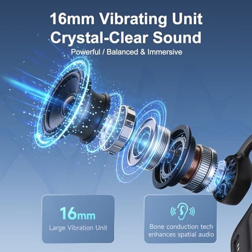 sunvito Bone Conduction Headphones, Open-Ear Bluetooth Wireless Sport Headphones, Ipx6 Waterproof Lightweight Earphones with Earbuds for Running Sports, Gym, Cycling, Long 10H Playtime, Black - Thumbnail 3