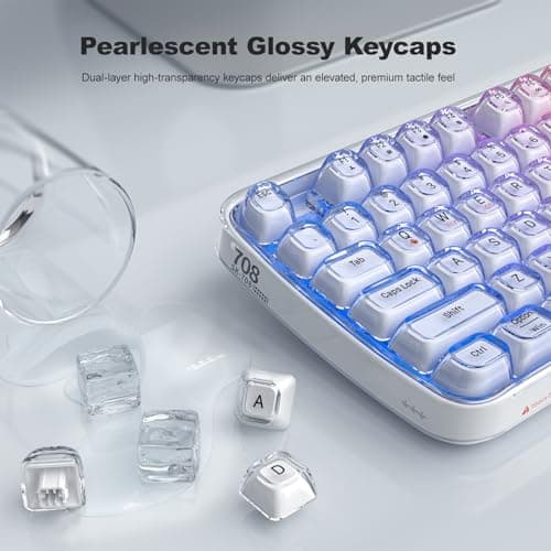 MOFII Upgraded Wireless Ergonomic Keyboard, BT/2.4Ghz Tri-Mode Ergo Keyboard with Natural Curve, RGB Backlit, Rechargeable Battery, Full-Size Keyboard for Computer/Laptop/Mac/MacBook, Pearl White - Thumbnail 6