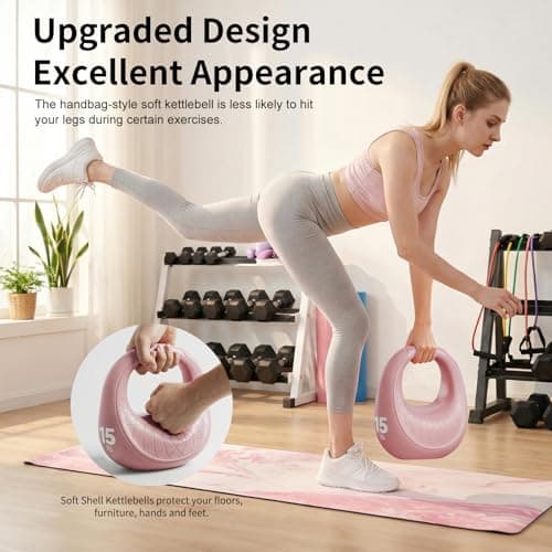 KYVYZOIC Soft Kettlebell, Kettlebells Anti-Slip Grip with Cushioned Impact-Resistant Base, Strength Training Kettlebells Sets for Home Workouts, Kettlebell for Women/Men/Beginners - Pink - Thumbnail 2
