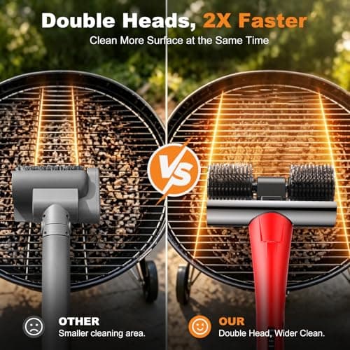 NeatLt Electric Grill Brush for Outdoor Grill, Cordless BBQ Grill Cleaner with Dual Rotating Heads, 450 RPM Motorized Grill Cleaning Brush with Forward & Reverse, 6-Piece Replaceable Brush Set - Thumbnail 3