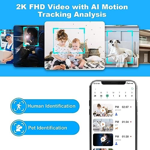 Cloarks 2K Pan/Tilt Security Camera, WiFi Indoor Cameras for Home Security with AI Motion Detection, Pet/Dog/Baby Camera with Phone App, 2-Way Audio, 24/7, Siren, TF/Cloud Storage - Thumbnail 3