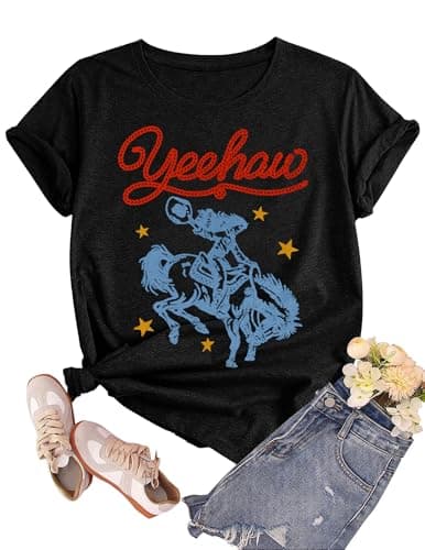 Zelroxa Womens Western Rodeo Vintage Graphic Rock Band Tee Country Music City T Shirts Short Sleeve Casual Summer Tops 2026 Trendy Outfits - Image 1