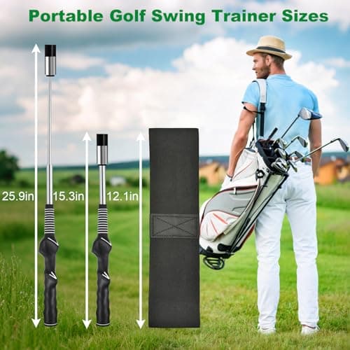 UYCCIMB Retractable Golf Swing Trainer, Portable Golf Grip Trainer Right Hand with Practice Golf Club Weights for Enhance Swing Technique, Beginners Tempo Trainer for Chipping Hitting - Thumbnail 6