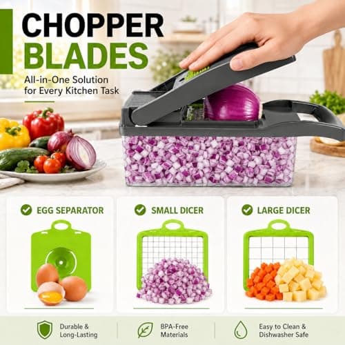 Vegetable Chopper, Onion Dicer & Mandoline Slicer with Container, Grey - Thumbnail 2