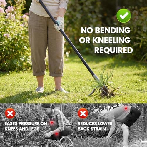 KNLLFolan Weed Puller, Stand Up Weed Puller Tool with Steel Long Handle, 4 Claw Steel Head Weeder Tool, Handle Weeder Tool Without Bending, Pulling, or Kneeling - Thumbnail 6
