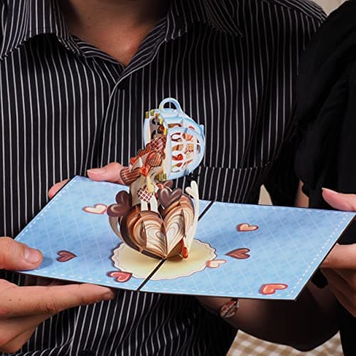 Paper Love Fathers Day Pop Up Card, 3D Coffee Heart, Gift for Dad, Husband, Son - 5" x 7" Cover - Includes Envelope and Note Tag - Thumbnail 4