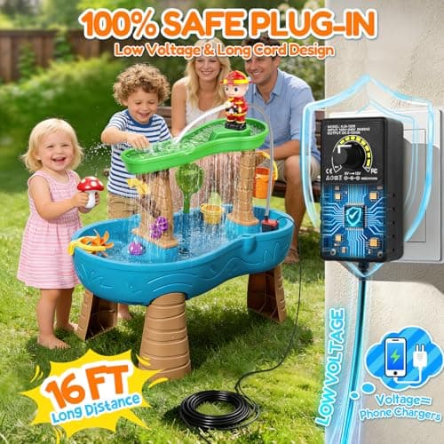 Water Table Pump Kids Toys: Firefighter Water Table Pump Continuous Flow Adjustable Water Pressure 12V Safe Plug-in Long Cord No Drilling Kids Outdoor Water Play Toys Accessories for Toddlers 1-3 4-8 - Thumbnail 6