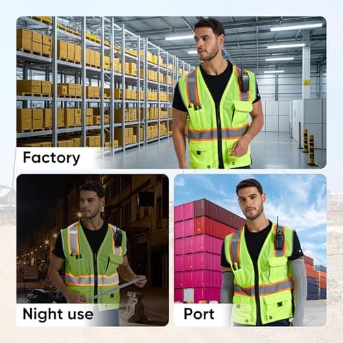 SRsafety High Visibility Vest, Security Vest with 9 Pockets,Mesh Safety Vest for Construction Workers Sanitation Workers - Thumbnail 6
