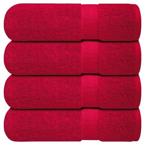 Infinitee Xclusives Luxury 100% Ring-Spun Cotton Bath Towels Set of 4 (27x54 inches) – Soft, Absorbent & Quick-Drying Towels for Bathroom, Gym, Spa & Hotel Use (Burgundy, Bath Towels) - Image 1