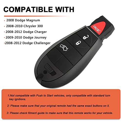 SaverRemotes 4 Button Key Fob Compatible for 2008-2013 Dodge Charger | Chrysler 300 | Dodge Challenger Key Fob Replacement for M3N5WY783X IYZ-C01C - Thumbnail 2