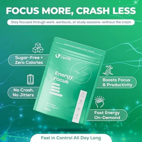 UPLIFE Focus and Energy Mints 120 Pcs – Made in USA - Fast-Acting 40 mg Nootropic Natural Caffeine Gum with 80 mg L-Theanine & B12 Sugar-Free & Vegan Mints for Natural Energy Boost & Freshness - Thumbnail 5