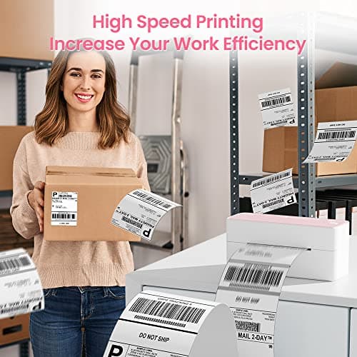Phomemo Bluetooth Thermal Label Printer, 241BT 4X6 Wireless Shipping Label Printer for Small Business, Pink Labels Printers for Shipping Package, Compatible with iPhone, Android, Shopify, Amazon, USPS - Thumbnail 6