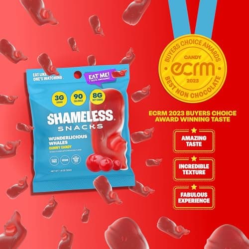 Shameless Snacks - Healthy Low Calorie Snacks, Low Carb Keto Gummies (Gluten Free Candy) - 6 Pack Wunderlicious Whales - Thumbnail 4