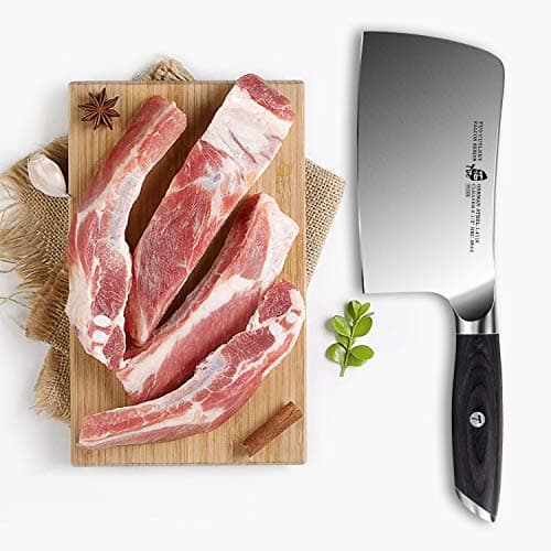 TUO Cleaver Knife, 6.5 inch Butcher Knife for Chopping Meat & Vegetable, High Carbon Steel Chinese Cleaver with Ergonomic Handle - FALCON SERIES - Thumbnail 6