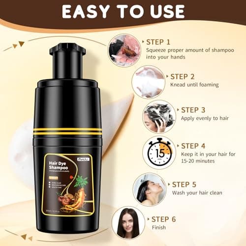 IIIMEIDU Dark Brown Hair dye Shampoo 3 in 1, Natural Hair Color Shampoo for Gray Hair, Shampoo Tinte Para el Cabello for Women and Men 100% Grey Hair Coverage, 350ml - Thumbnail 4