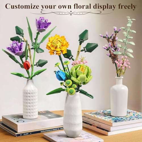 GEVINST Flowers Bouquet Building Set, Artificial Flowers Botanical Collection Kits for Home Decoration, Adults Women Teen Girls Ages 14+, Gifts for Birthdays Valentines Mother's Day - Thumbnail 3