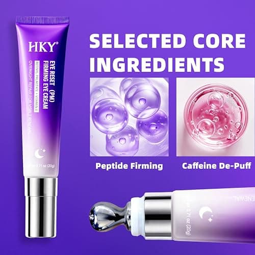 HKY Night Eye Cream with Collagen & Acetyl Hexapeptide-8 – Anti-Aging Repair Eye Treatment for Wrinkles & Fine Lines, Snow Mushroom + Centella + Hyaluronic Acid, Korean Skincare, 0.71 oz - Thumbnail 5
