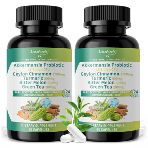 GREENPEOPLE Akkermansia Probiotics 15B CFU for Gut Function, 120CT Probiotics Supplement with Ceylon Cinnamon, Turmeric | Digestive Health & Metabolic Support | Women & Man | Vegan & Gluten Free - Image 1