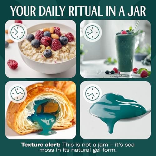 TrueSeaMoss Sea Moss Gel – Made in USA – Wildcrafted Seamoss, Fruits & Jarred Vegetables – Blue Spirulina, Pack of 1 (Labels May Vary) - Thumbnail 4