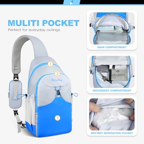 Seektop RFID Anti-Theft Crossbody Bag Sling Backpack for Women & Men, Casual Chest Daypack for Daily Travel - Thumbnail 3