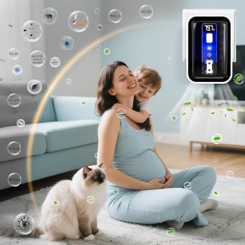 Plug-In Air Ionizers & Ionic Air Purifier,Negative Ion Generator, with Temperature Display,Ozone Free Filterless Odor Eliminator, Pet & Litter Box Deodorizer, Quiet Bedroom/Kitchen/Bathroom Freshener - Thumbnail 5