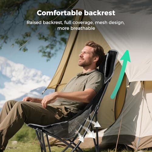 SUNNYFEEL High Back Camping Chair for Adults, 2 Pack Lightweight Camping Chair Support 250 lbs Heavy Duty Folding Chair Design Portable & Collapsible Camping Chairs for Outdoor, Camp, Beach, Picnic - Thumbnail 6