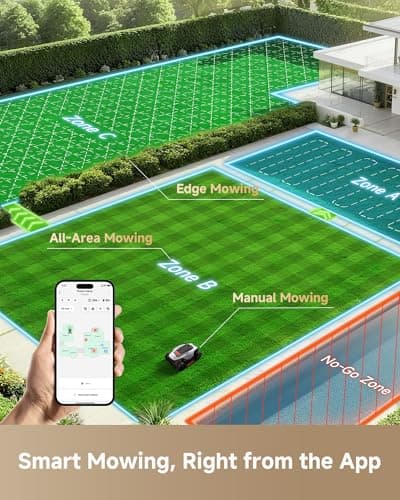 DREAME LiDAR 2500 Robot Lawn Mower A3 AWD Pro Wire Free No RTK, 4WD for 38.7° Slopes, Dual AI Vision Robotic Lawn Mowers,Dual-Disc Cutting 15.8" Width, Smart Zero-Edge, App Control for 0.62 Acre - Thumbnail 6