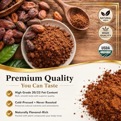 OhmYes Lions Mane Mushroom Cacao | Raw Organic Natural Chocolate Powder Drink Mix | Plant-Based Energy and Cognitive Support | Sugar-Free Flavanol Superfood | 33 Servings - Thumbnail 6