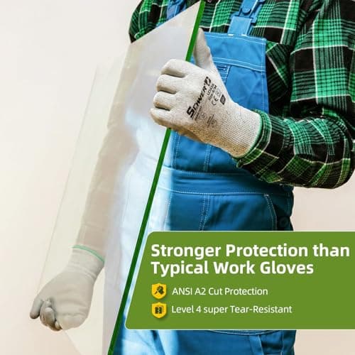 Schwer 6 Pairs ANSI A2 Cut Resistant Work Gloves with Certified Level 6 Ultra Abrasion Resistance, Safety Gloves with Grip for General Use, Construction, Gardening, Mechanic, 3D-Comfort, LT5636, L - Thumbnail 4