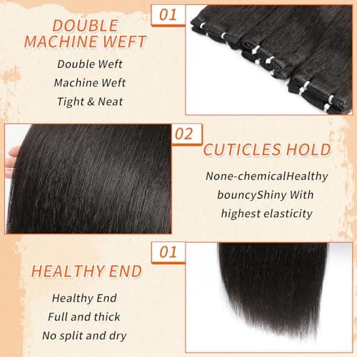6 Bundles Yaki straight bundles hair,Human Blend Synthetic Hair Yaki Straight for Black Women,Heat Resistant Soft Natural Appearance,No Shedding, No Smell,No Tangle (22 24 26 Inch) - Thumbnail 4
