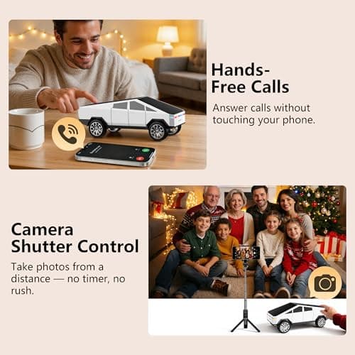 AONOX Easter Cybertruck Bluetooth Speaker Toy for Car Desk Gaming & Outdoor Easter Parties Easter Basket Stuffers Gift for Kids & Car Lovers Car Speaker with FM Radio USB/TF TWS Stereo LED Lights - Thumbnail 5